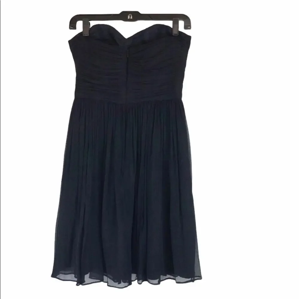 J. Crew Silk Chiffon Black Mini Dress Arabelle Strapless Prom XS/2